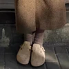 New Retro Fashion Women's Shoes Solid Color Soft Soled Slingback Shoes Round Toe Thick-Soled Suede Clogs Sandals Outdoor Beach 6