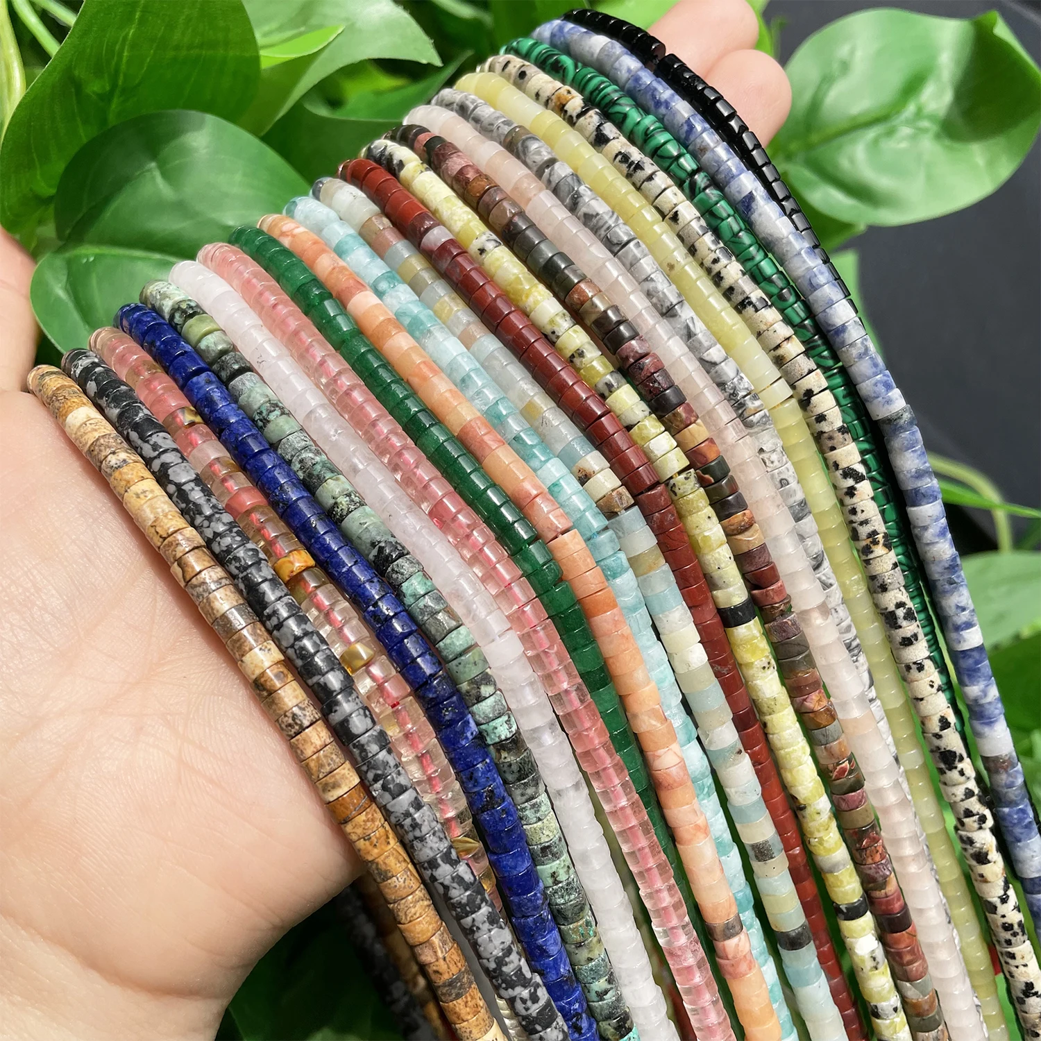 Natürliche Türkise Quarz Lapislazuli Rondelle Spacer Perlen 4*2mm Flache Runde Scheibe Stein Perlen für Schmuck DIY Machen Armband – Detail 7