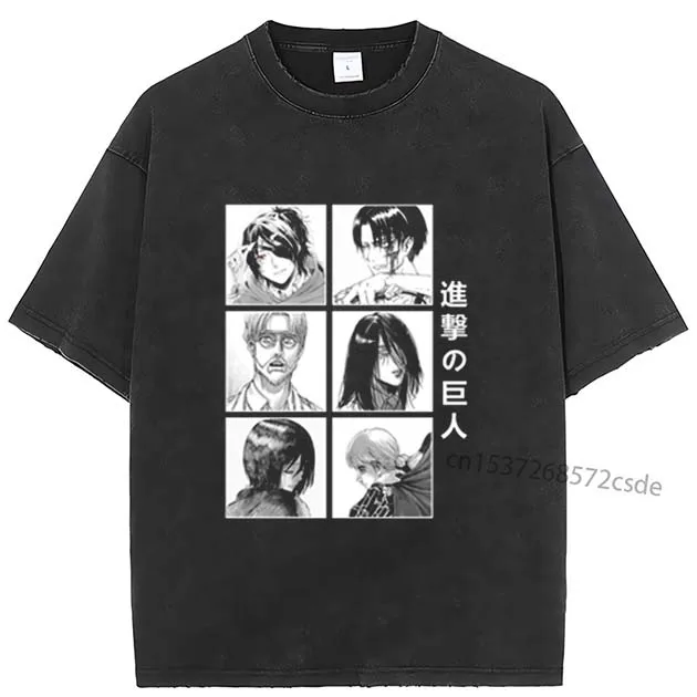 

Attack on titan characters T Shirt Anime Pure Cotton Clothing Casual Short Sleeve Round Collar Tees T-Shirt Men