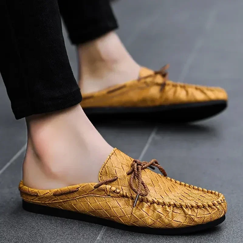 Nowe męskie buty konopne oddychające męskie obuwie na co dzień męskie miękkie wygodne mokasyny markowe modne klapki mieszkania 2024