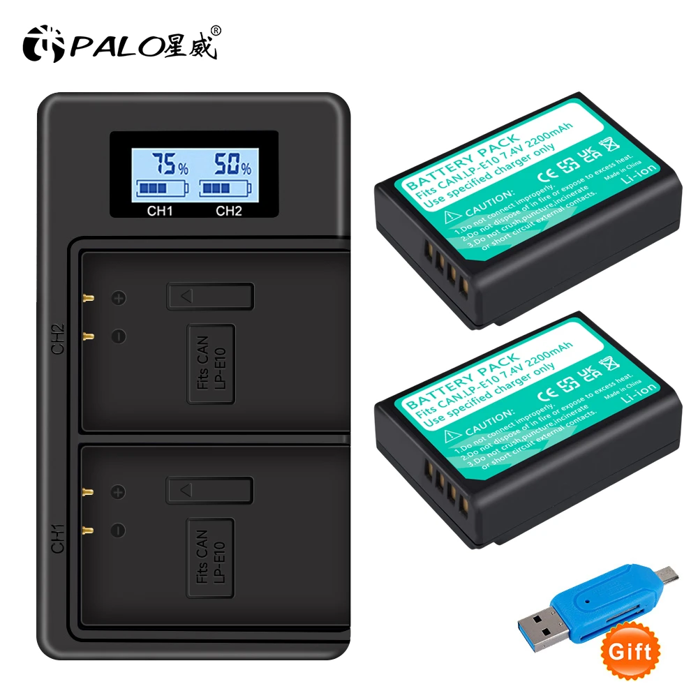 Palo Lp-E10 Lp E10 Batteria Per Canon Eos T7 T6 T5 T3, Kiss X50 X70 X80 X90, Eos 1100D 1200D 1300D 1500D 2000D Fotocamera 2200Mah