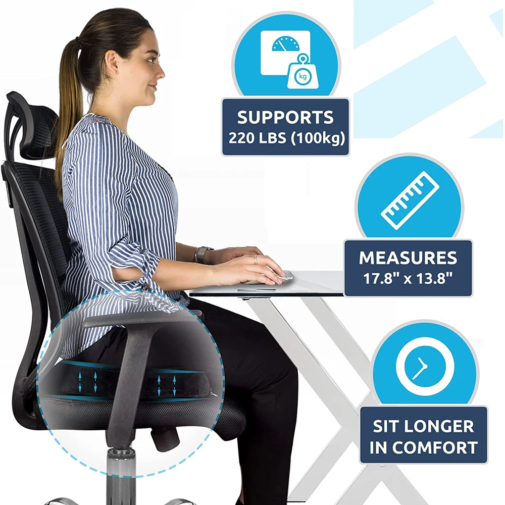 AMORPO Cojin Ortopedico para Coxis, cojín de Asiento ergonómico, Cojines de  Asiento de Espuma viscoelástica, cojín de Asiento Lumbar y Trasero para