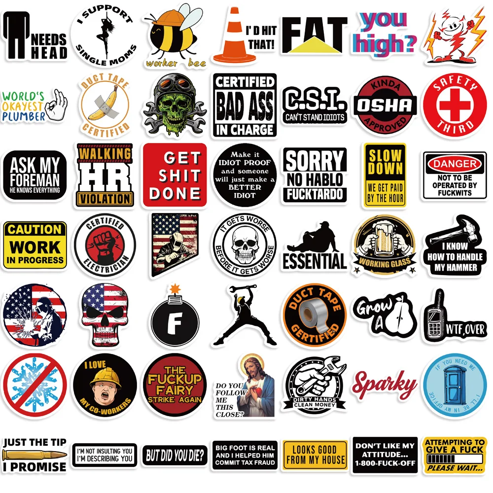 ملصقات مع قبعة السلامة ، 2 شارات مضحكة ، ملصقات لتكون ملصقات مصنوعة من اسم الشخص ، مقاومة للماء ، لتكون ملصقات على الثلاجة والخوذة ، لتكون متاحة كهدية ، 50 أو