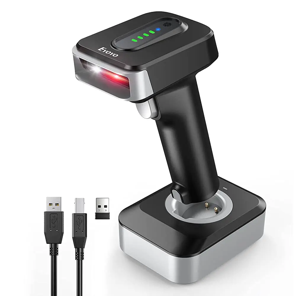 Eyoyo Auto-sensing Screen Scanning 1D Bluetooth Barcode Scanner With 2500mAh Power Indicator Wireless 2D QR Code Reader 4-mil barcode scanner