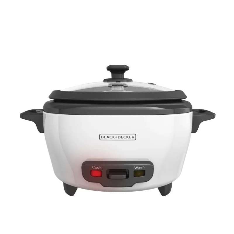 

BLACK DECKER 6-Cup Rice Cooker with Steaming Basket, White, RC506