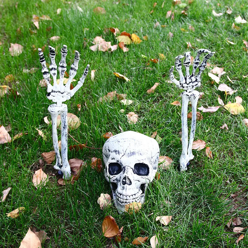 

Halloween Simulation Skull Skeleton Head Human Hand Arms for Halloween Party Decor Home Garden Haunted House Horror Props