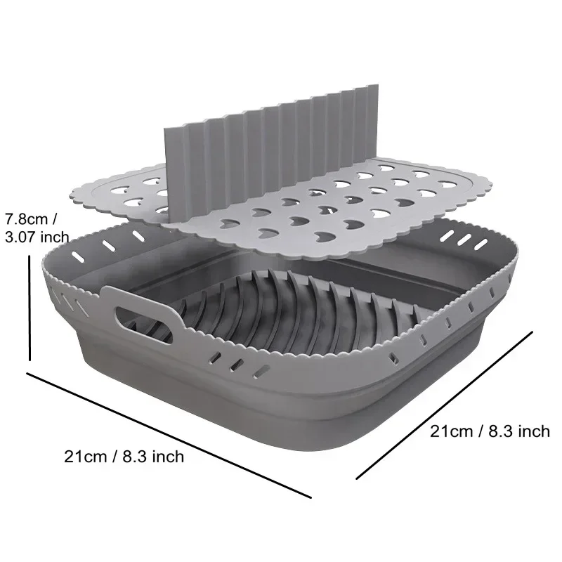 Air fryer silicone tray fried chicken baking tool oven baking tray with divider plate reusable liner basket