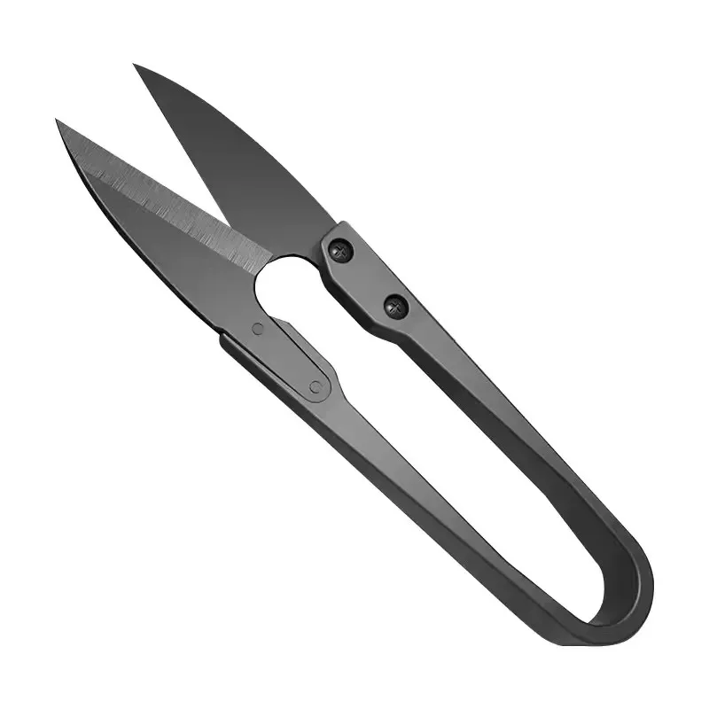 Sewing Scissors Tailor Scissors Sewing Supplies Stainless Steel U-shaped Elastic Scissors Black Carbon Steel Clothing Needle Thread Sewing Scissors