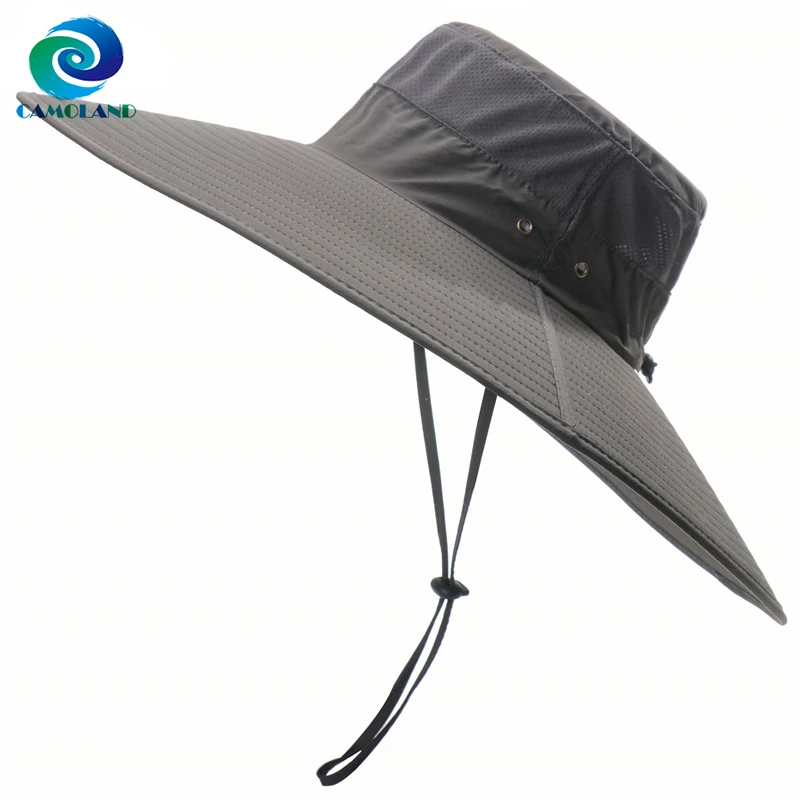 

CAMOLAND Outdoor Bucket Hat Men Hat 15CM Large Wide Brim Sun Hat Breathable Summer UV Protection Cap Fishing Hiking Camping