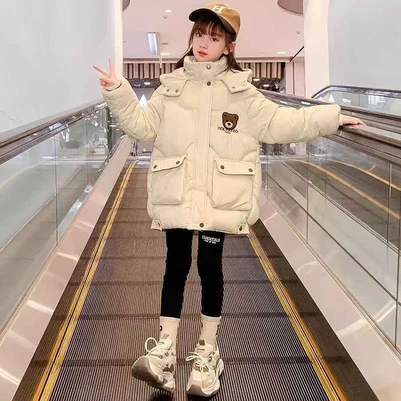 Autumn Winter Children's Parkas Teen Fashion Thicken Warm Coats Girls Cute Cartton Jackets Hooded Coat