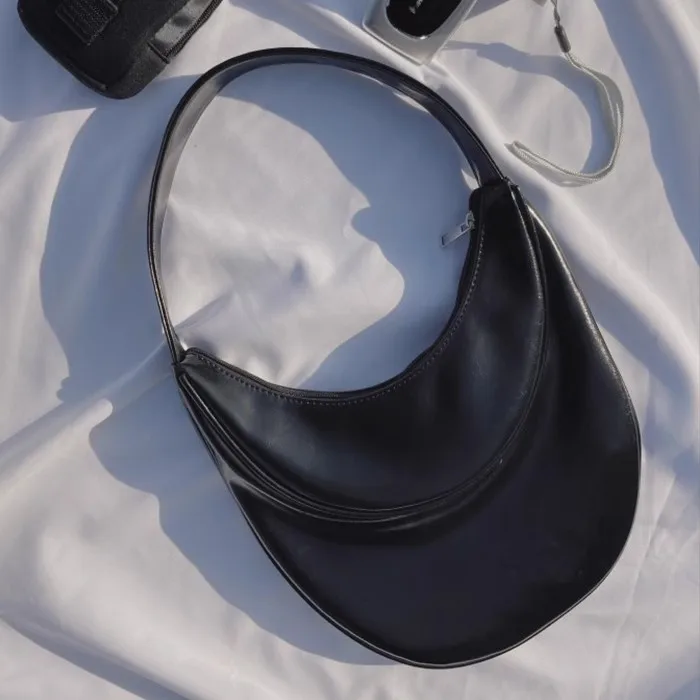 Women PU Leather Pleated Dumpling Hobo Bag Solid Color Shoulder Phone Bag Simple Casual Crossbody Shopping Bag For Ladies