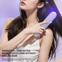 Peigne chauffant électrique pour cheveux raides, écran LCD, USB, sans fil, portable, outil de coiffage à ions négatifs, brosse à lisser aste 6