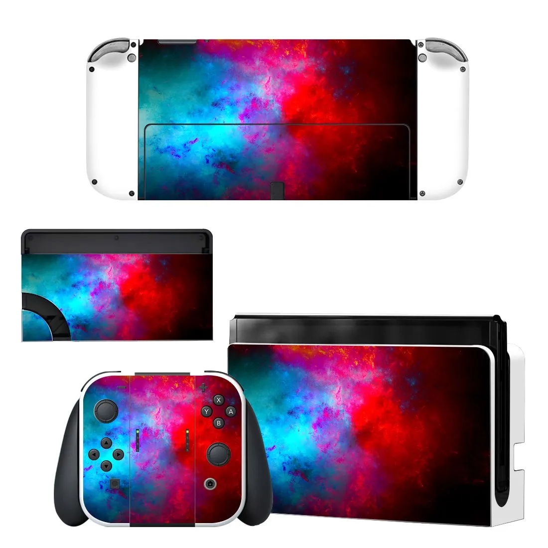 Full Body Protective Cover Skin Art Decals Compatible Nintendo Switch Oled Game Console Controller Decor 1set Starry Sticker