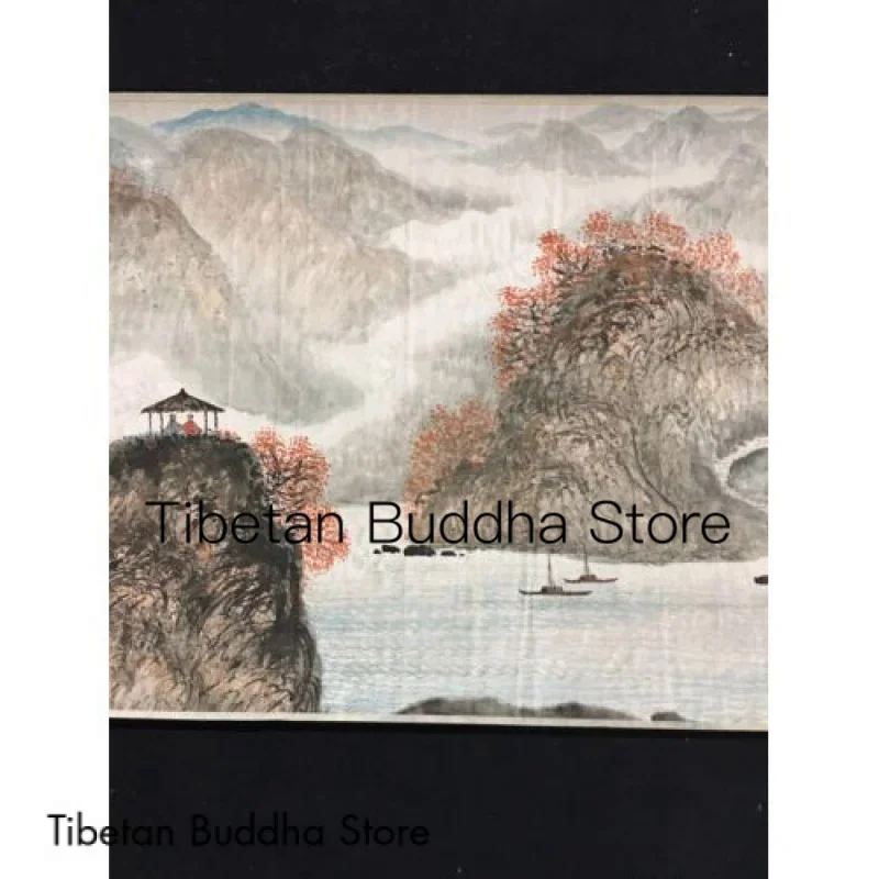 Fu Baoshi 손 스크롤 그림, 편안하고 먼 산