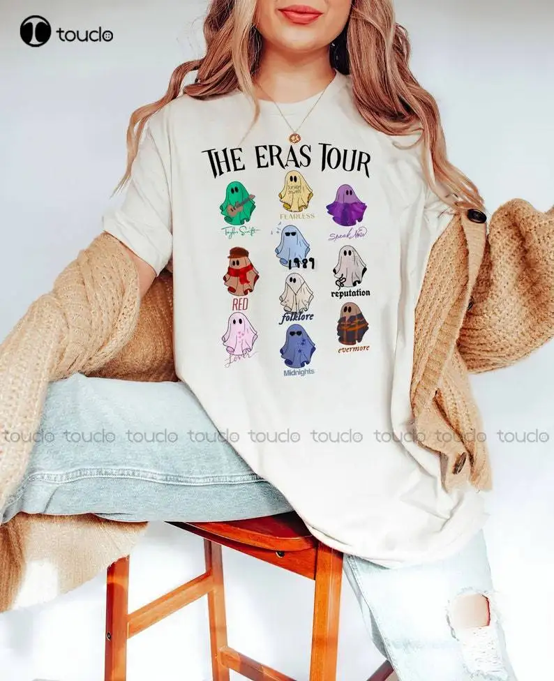 

The Eras Tour Taylor Ghost Png, Хэллоуин Png, The Eras Tour, полуночная хлопковая уличная простая винтажная Повседневная футболка Xs-5Xl