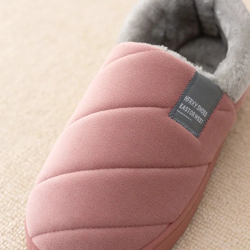 Big Size Women Men Warm Home Slippers Couples Winter Plush Slides Comfortable Home Floor Flats Indoor Bedroom Non Slip Shoes