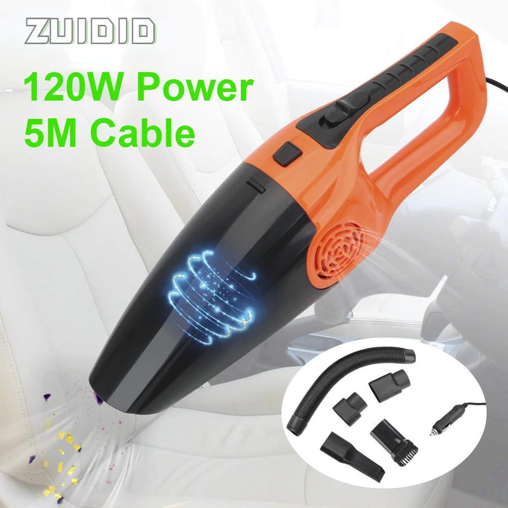 

120W 12V Portable Car Vacuum Cleaner Handheld High Suction Wet Dry Dual Use Seat Dashboard Cleaning Automotive Car Accessories