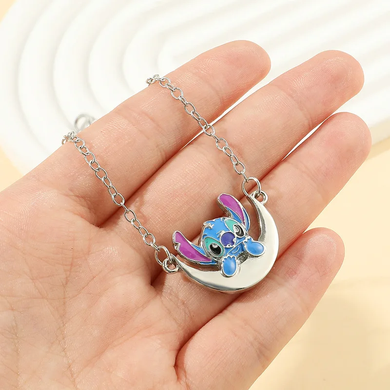 

Disney Lilo & Stitch Necklace Silver Plated Crescent Half Moon Pendant Inspired Gifts Jewelry For Women Girls Wholesale Jewelry