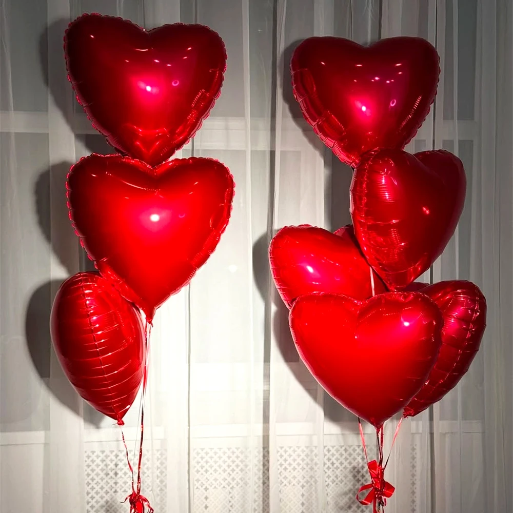 12 Stück herzförmige Folienballons, 45,7 cm, rot, cremefarben, beige, Liebesherz, Folienballons für Valentinstag, Hochzeit, Geburtstag, Party-Dekoration – Detail 5