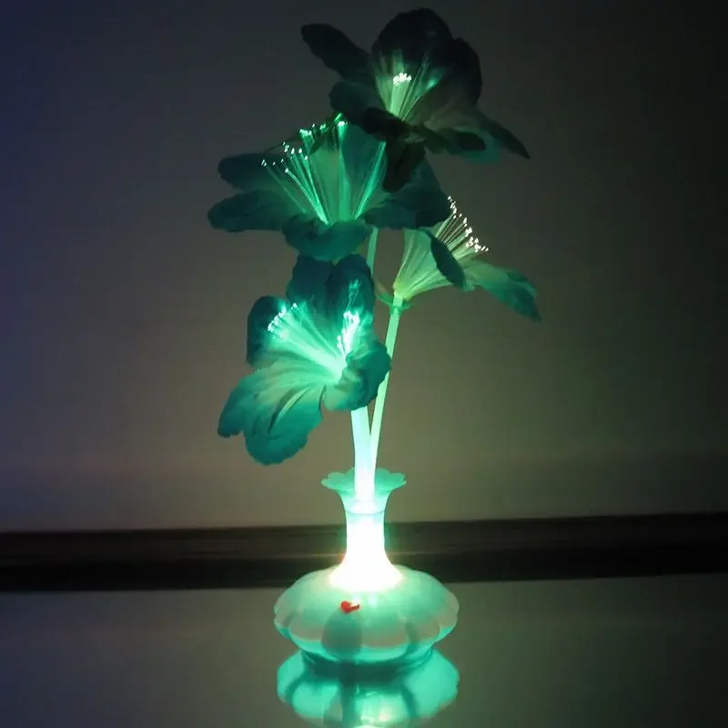 Fiber Optic Light Flower Vase Artificial Floral Arrangement LED Color Changing Nightlight fiber optic lamp