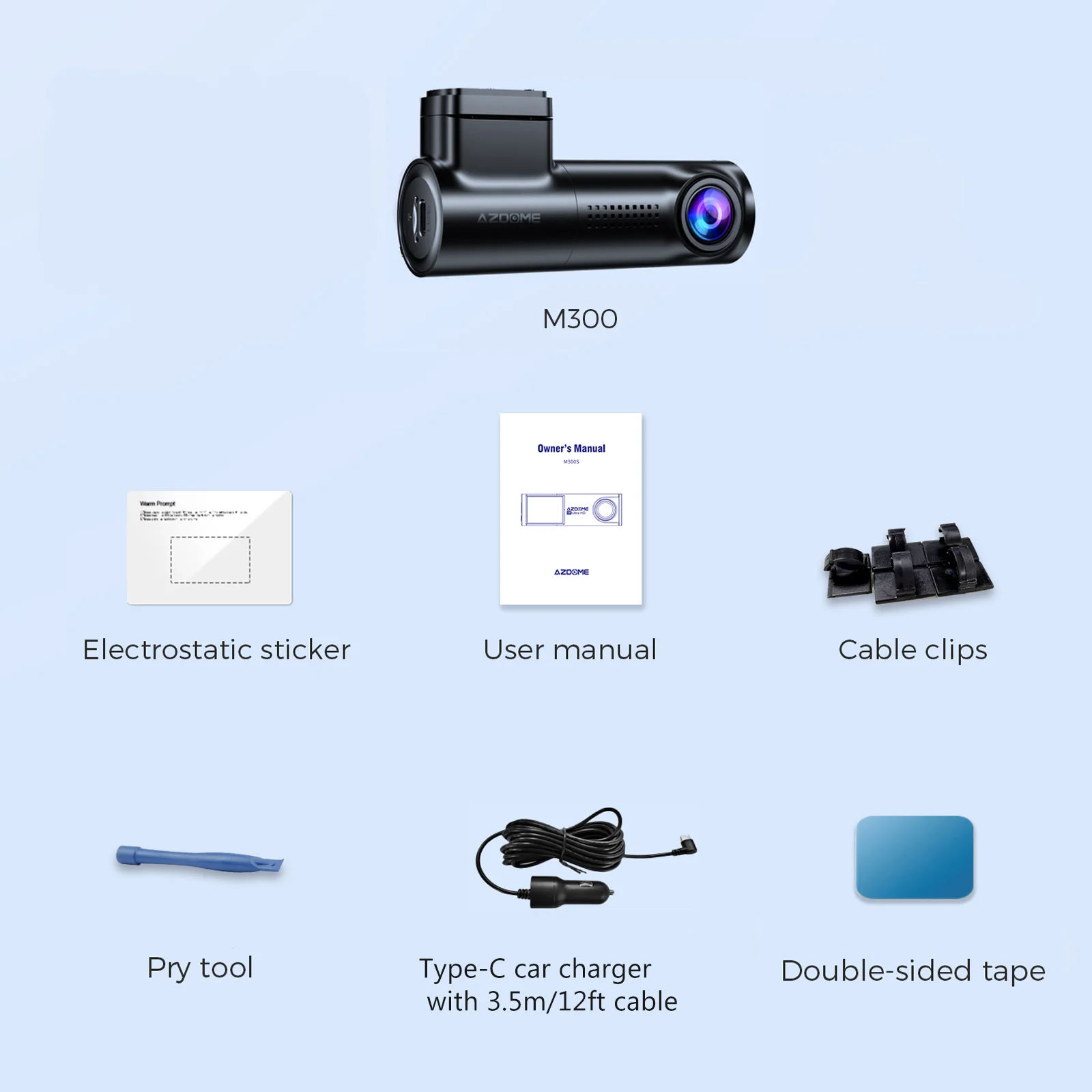 thumbnail image 1 of AZDOME Dash Cam M300 1296P WDR Car DVR 150° FOV WIFI & App Control Dash Camera Recorder Super Capacitor 24H Parking Monitor, 1 of 5