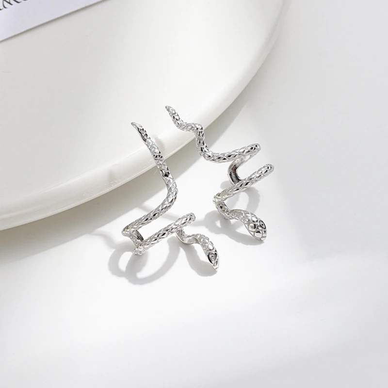1PC Punk Vintage Schlange Ohr Manschette Kein Piercing Ohrringe für Frauen Gothic Silber Farbe Knorpel Ohr Clip Earing mode Schmuck – Detail 7