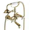 Polished Gold Bathroom Tub Faucet Telephone Style Bathroom Bathtub Wall Mounted With Handshower Swive Tub Spout Ntf130 6