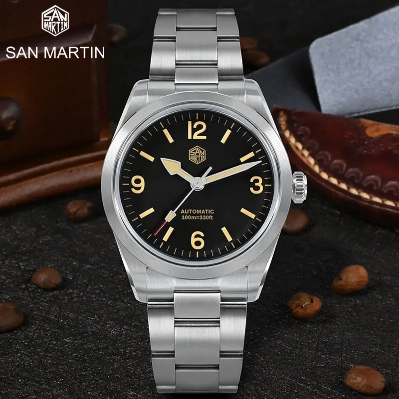 

San Martin Top Men Sport Watch 36mm Fashion Explore NH35 Man Dress Automatic Mechanical Wristwatch Sapphire 10Bar BGW-9 Luminous