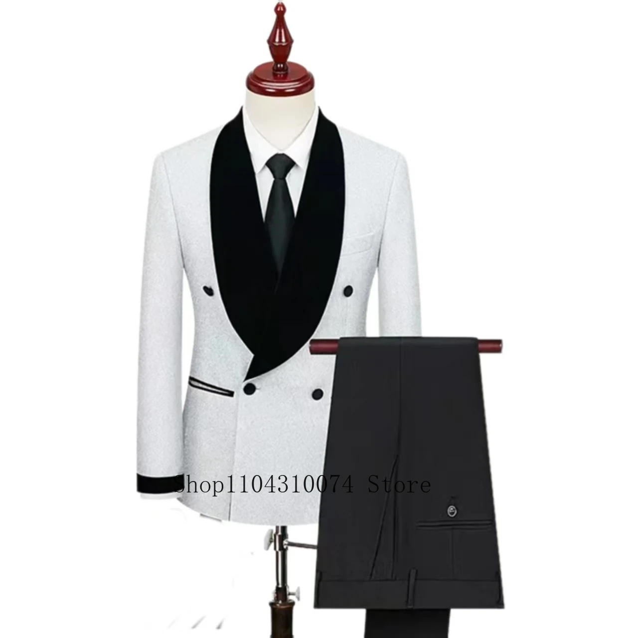 Full Men's Suits Sequin Blazer 2 Pieces Blazer and Pants Set on Demand Elegant Man Suit Stage Costume Summer Beach