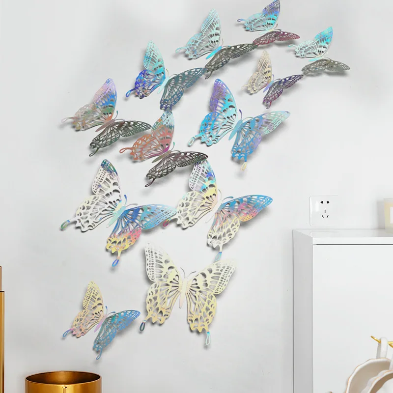 12pcs Suncatcher Sticker 3D Effect Crystal Butterflies Wall Sticker Beautiful Butterfly for Kids Room Wall Decal Home Decoration 2