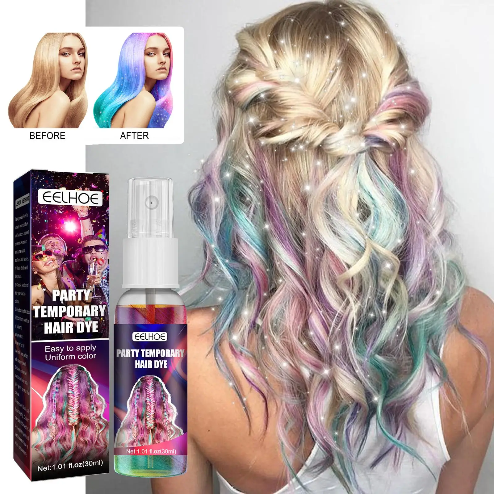 Party Temporary Hair Dye Spray Quick Temporary Hair Dye Hair Coloring  Glitter Color Glitter Powder Washable Hair Styling| | - AliExpress
