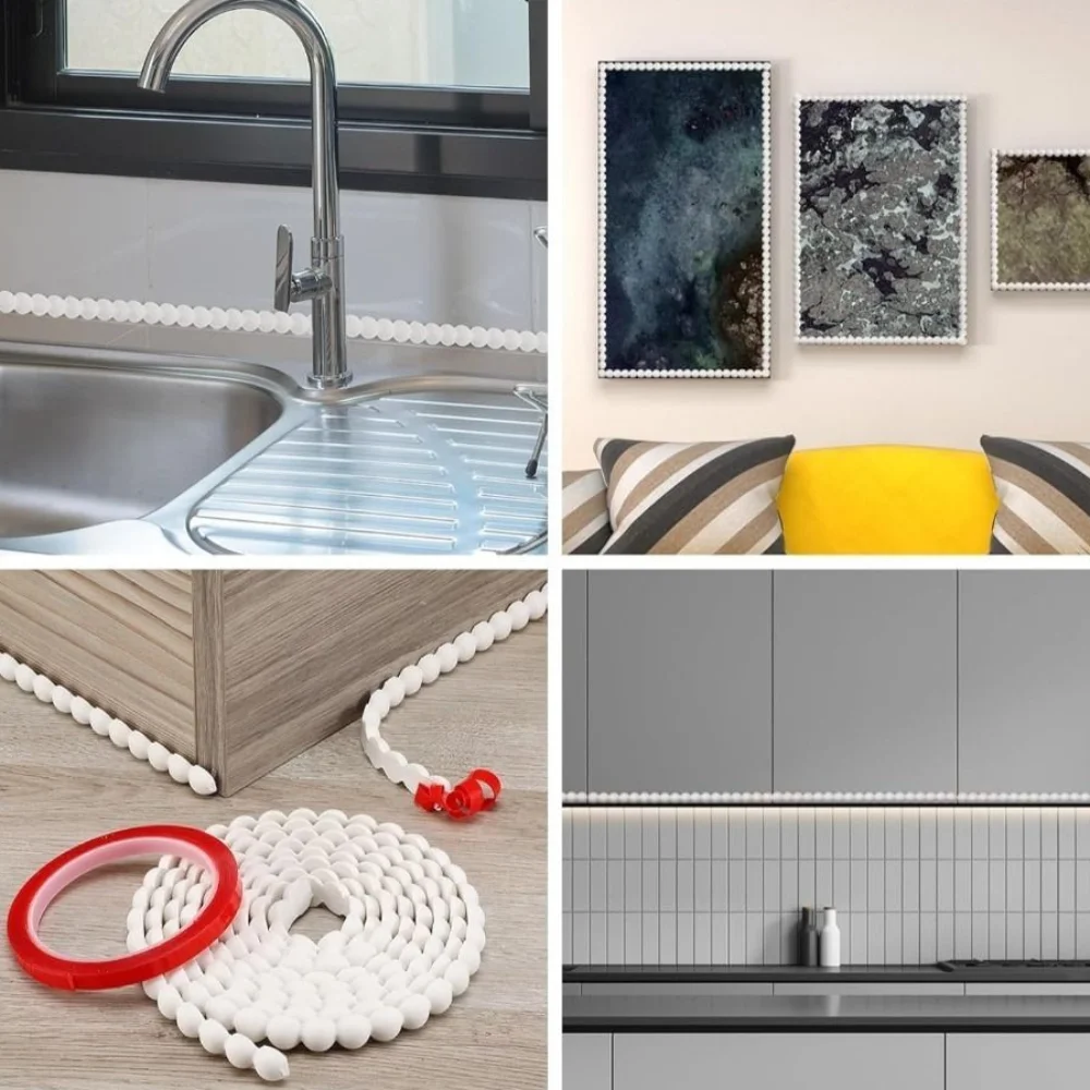 3 Meters DIY Decoration Paintable Wall Molding Flexible PVC Stick for Walls Beads Self-Adhesive Paneling Strip TV Wall Edge