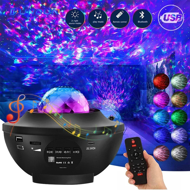 

Colorful Starry Sky Galaxy Projector Nightlight Star Night Light Romantic Projection Lamp Gifts Child Bluetooth USB Music Player