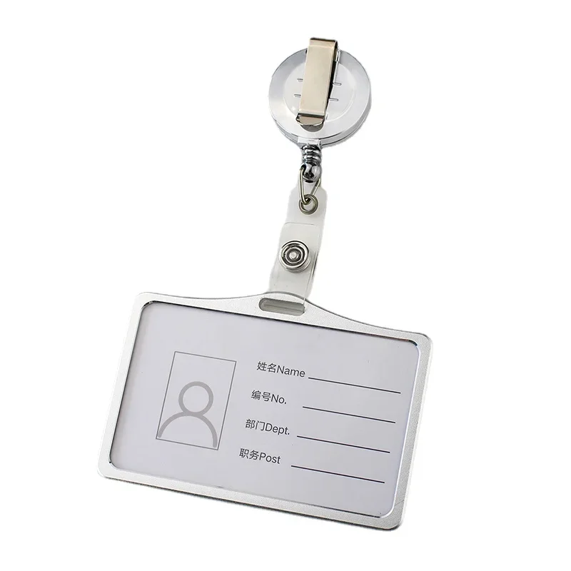 

1pc Metal ID Tag Name Badge Holder Retractable Badge Reel Working Permit Case for Staff Employee's Pass Bus Business Card Sleeve