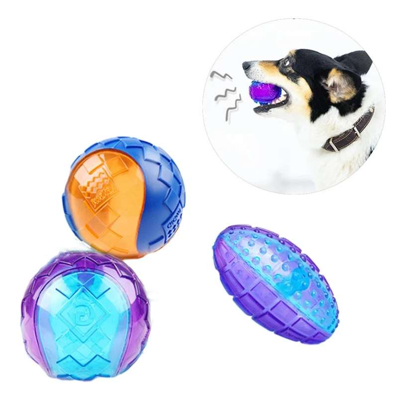 Dog Squeaky Ball Strong Bounce and Safe Rubber Dog Toys Help Pets to