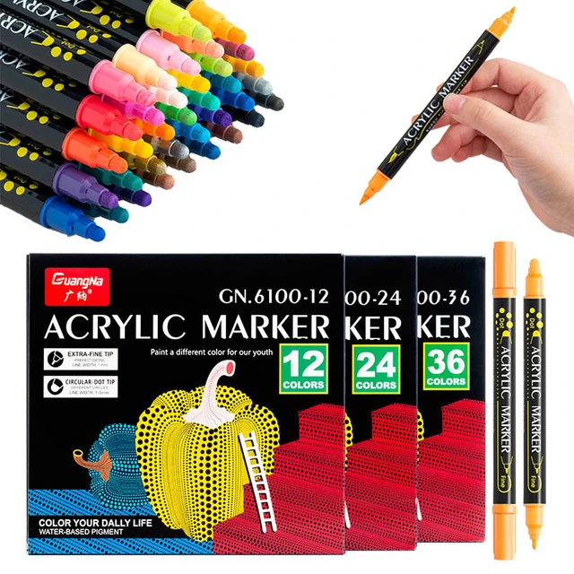 Dual Tip Acrylic Paint Pens 12/24/36 Colors Paint Pens With Circular Dot Tip  Extra Fine Tip, Art Paint Markers for Rock Painting - AliExpress