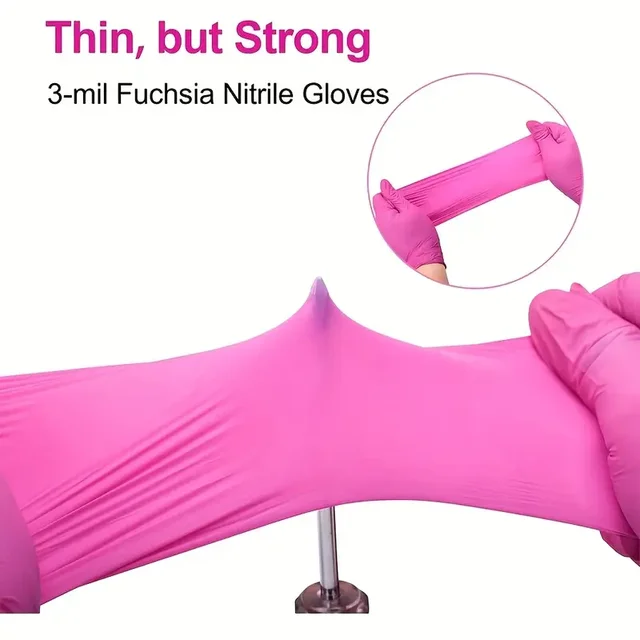 20/50/100PCS Rose Red Nitrile Gloves Disposable Anti-Slip Gardening Gloves with Textured Grip Cleaning Working Protictive Gloves 2