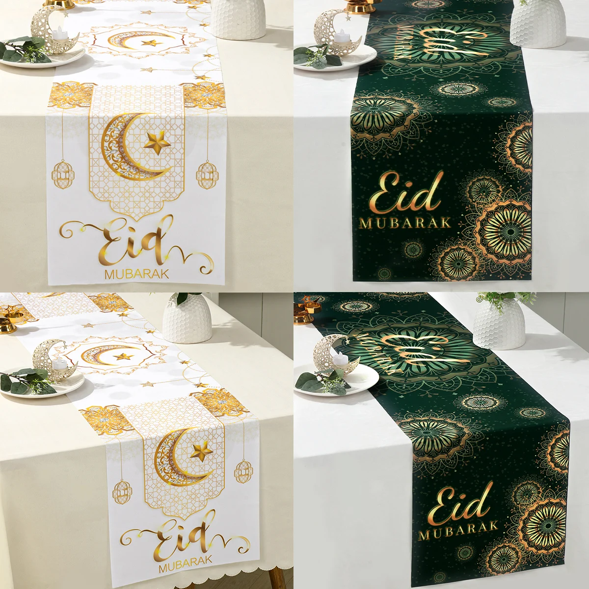 2024 Eid Mubarak Decor Table Runner Ramadan Decor For Home Islamic Muslim Party Supplies Ramadan Kareem Tablecloths Eid Al Adha