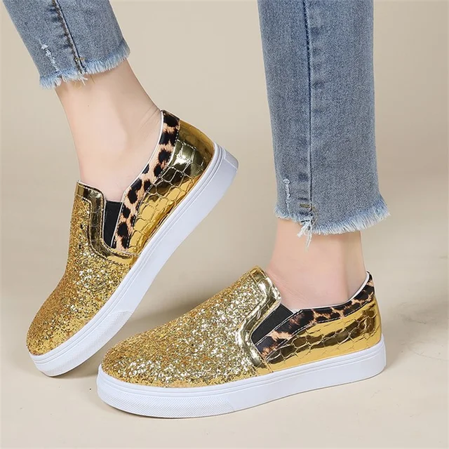 W1412 Women Fashion Sequin Sparkle Lace Up Tennis Sneakers Athletic Shoes  Flats