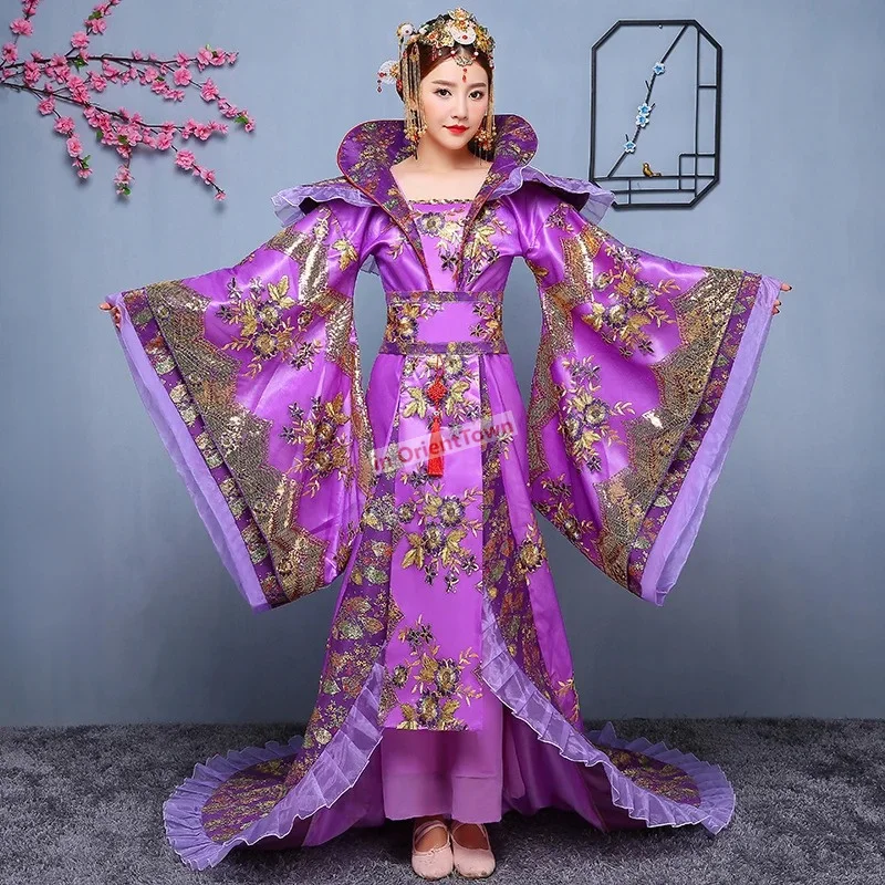 China Ancient Han Tang Ming Dynasty wedding dress Royal Palace Queen Princess Fairy Costume Dance beautiful tail Costume Pink