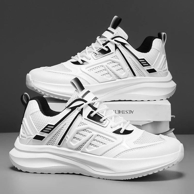 Men's Fashionable Casual Sports Running Shoes, Upper Breathable Mesh Fabric, Non-Slip Pu Soles, Low-Cut Laces, Suitable for Leisure, Running and Outdoor Activities, Suitable for All Seasons