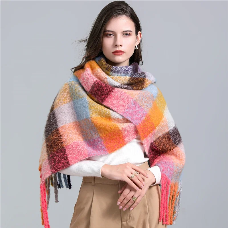 2022 New Plaid Cashmere Scarf Women Winter Warm Shawl Fashion Bufanda British Tassel Neckerchief Female Echarpe Pashmina Wraps