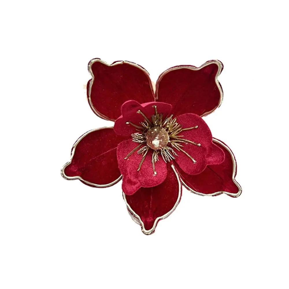 Flannel Fabric Christmas Artificial Flowers Glitter Plastic Xmas Decorative Flowers 18cm DIY Glitter Poinsettia New Year