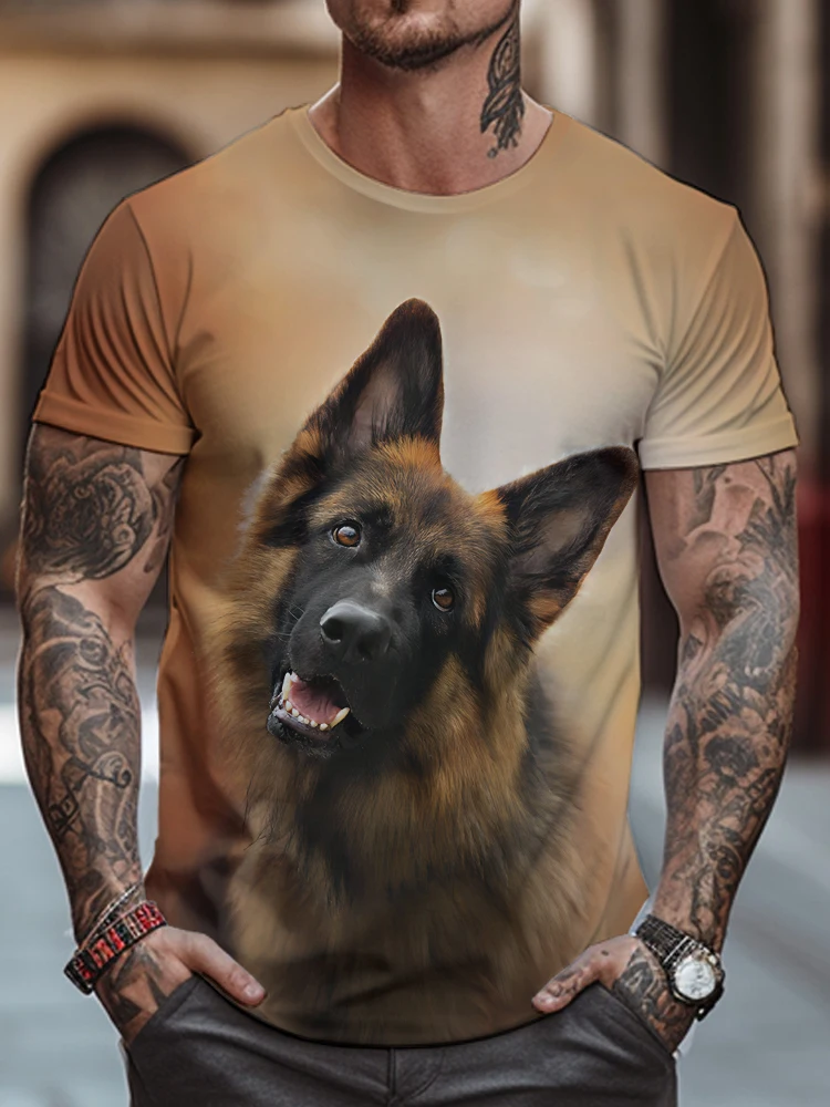 

Summer Loose Short -sleeved T -shirt Large Size Men's T -shirt Cute Dog 3D Printing T -shirt Fashion Casual Round Neck T -shirt
