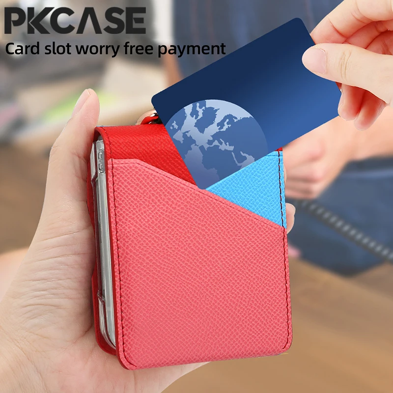 Elegant Portable Leather Wallet Case with Metal Ring and Card Slot