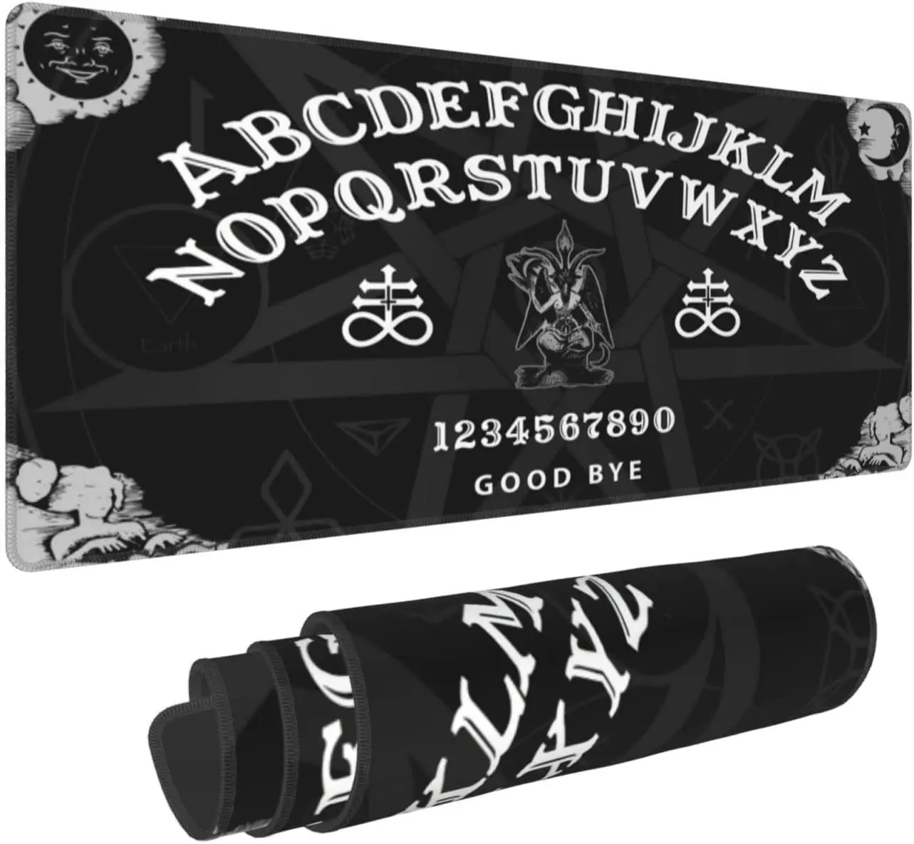 

Ouija Game Skeleton Divination Sickle Palm Keyboard Mouse Pad Mousepad Accessories Extended Stitched Edge Rubber Sole 31.5X11.8