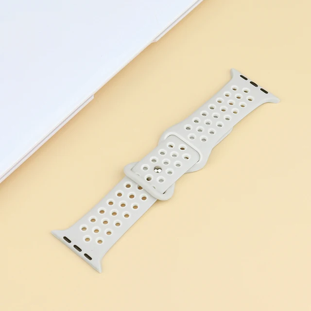 Silicone Strap For Apple Watch Band 44mm 40mm 42mm 38mm 44 mm watchband Breathable bracelet Apple watch 6 Strap iWatch 7 5 4 se 02 gray white