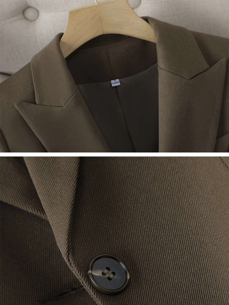 Coffee Apricot Women Pant Suit Office Ladies Blazer Jacket And Trouser Female Business Work Wear Formal 2 Piece Set