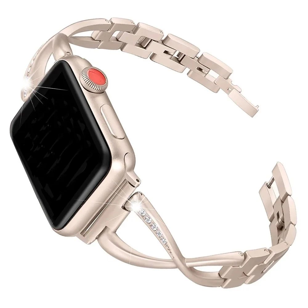 Elegant Diamond Stainless Steel Ladies Watch Strap