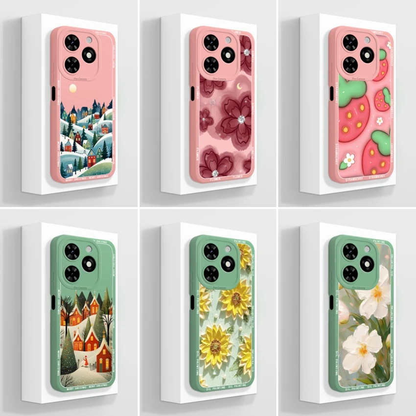 Beautiful Fairy Tale Village Pattern Liquid Silicone Anti-Slip Protective Phone Case